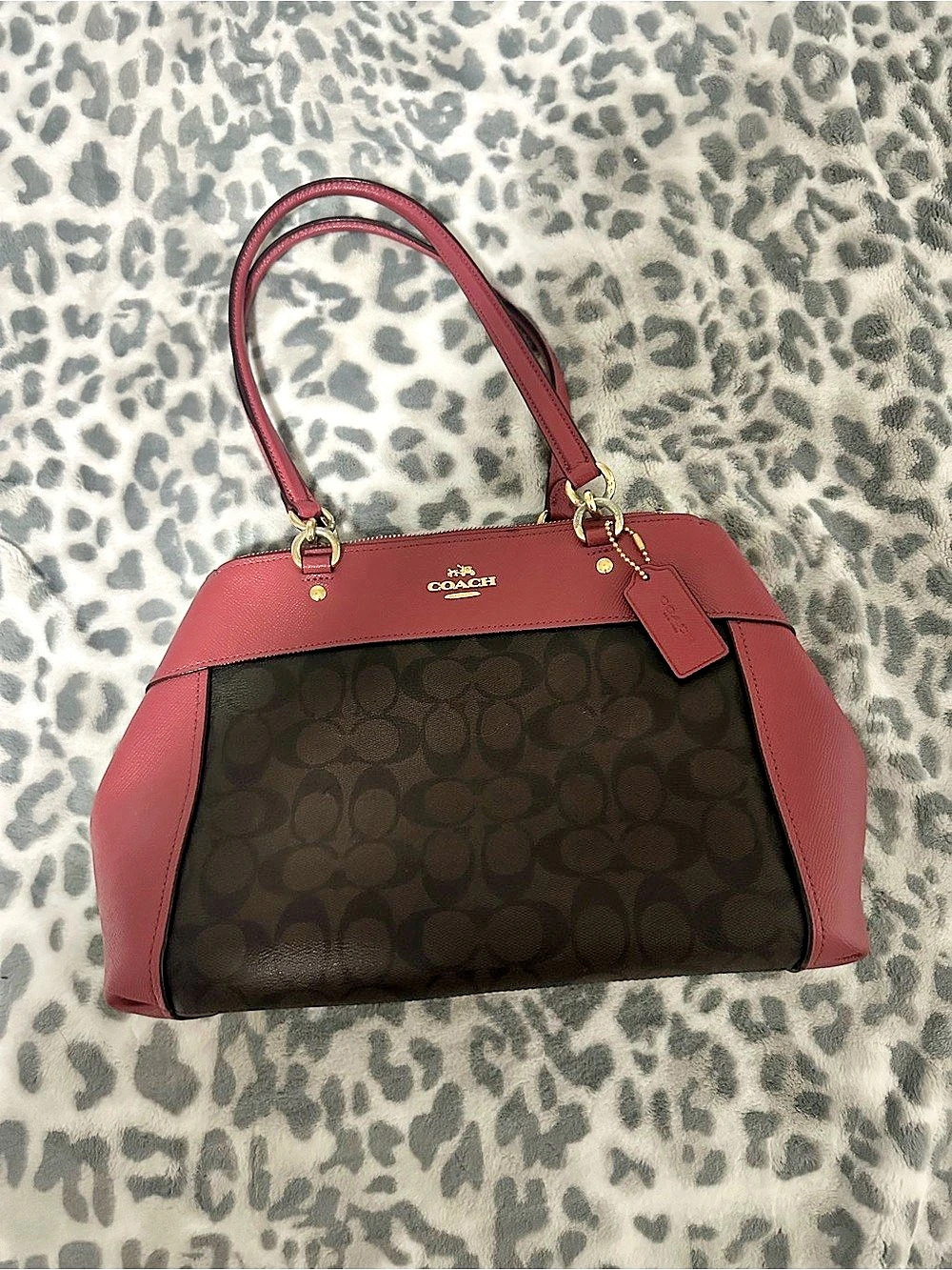 Coach Logo Satchel in Pink & Brown